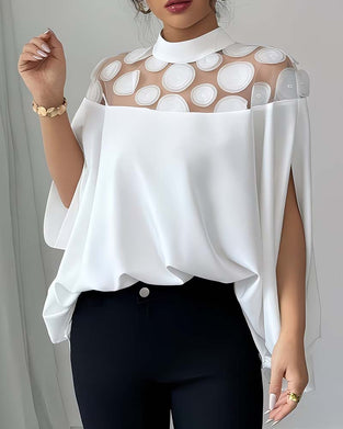 Blouse Panneau Mesh Grand Pois