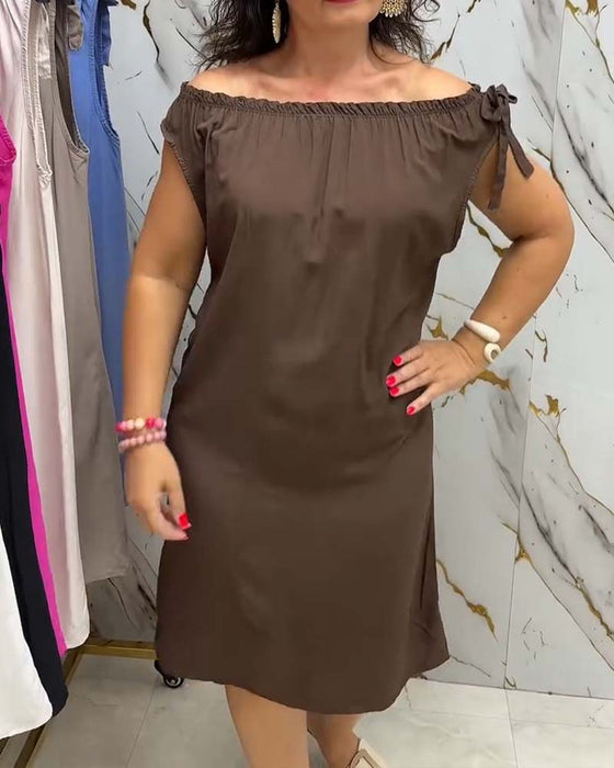 Robe Off-Shoulder Cravate Unie