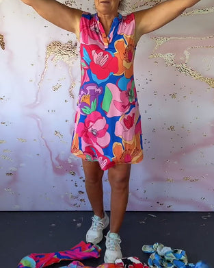 Robe sans manches à imprimé fleuri