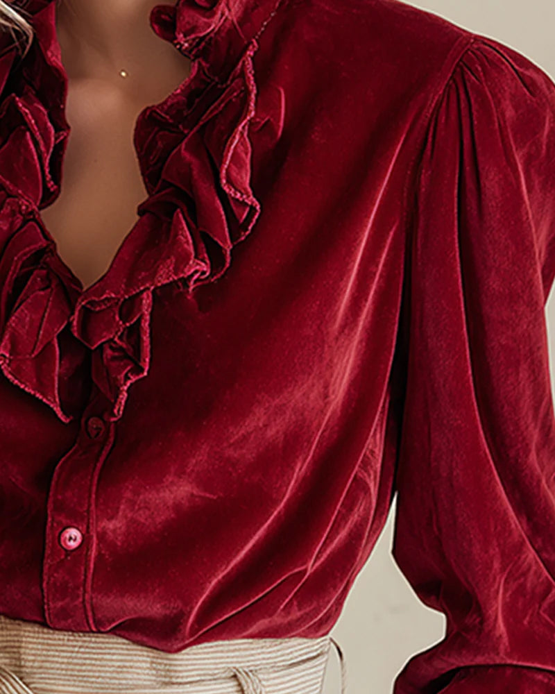 Top Avec Détail à Volants Et Design à Manches Bouffantes