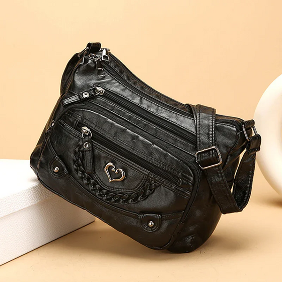 Femmes Doux PU Cuir Multi-Poche Sac Bandoulière