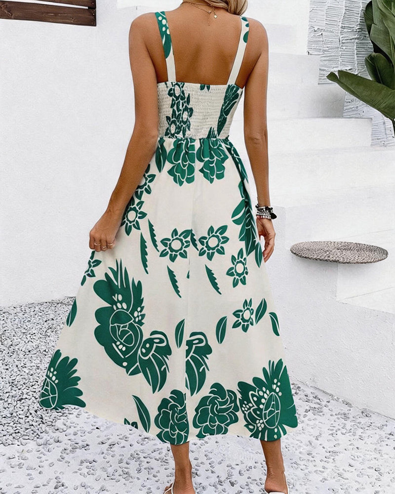 Robe Élégante Bretelle Imprimé