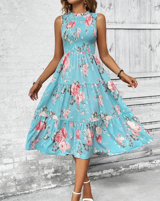 Robe Imprimé Floral Smocké