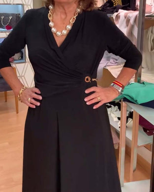 Col V Cintré Fente à la Taille Robe