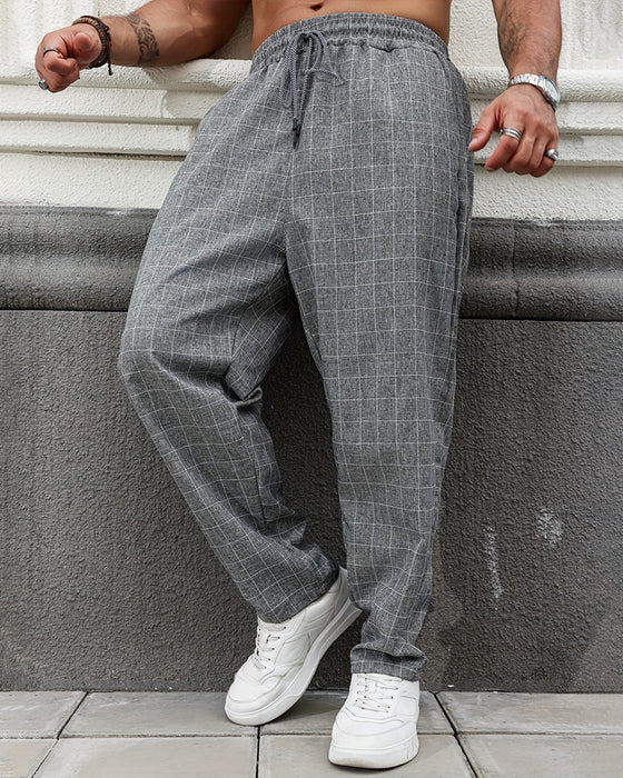 Pantalons Homme Carreaux Cordon Poche