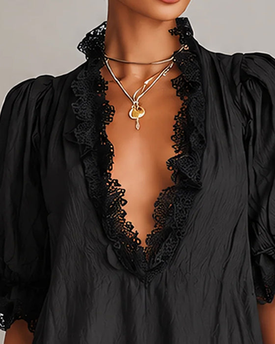 Robe Dentelle Patchwork Asymétrique