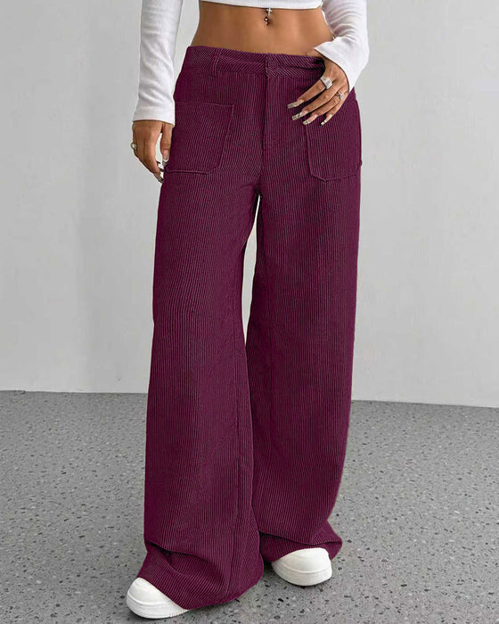 Pantalon Devant Dos Poche Unie Jambe Droite Long