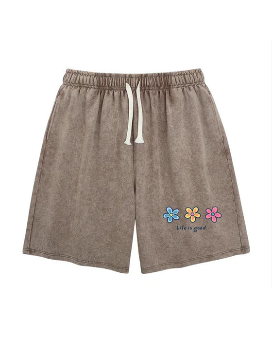 Short Imprimé Fleur Élastique Cordond Tirage