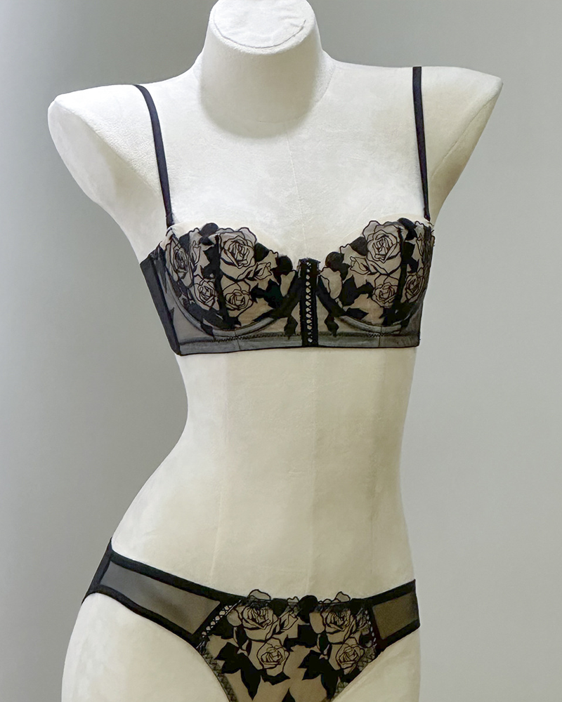 Soutien-gorge Femme Ultra Fin Sexy Rose Broderie Dentelle