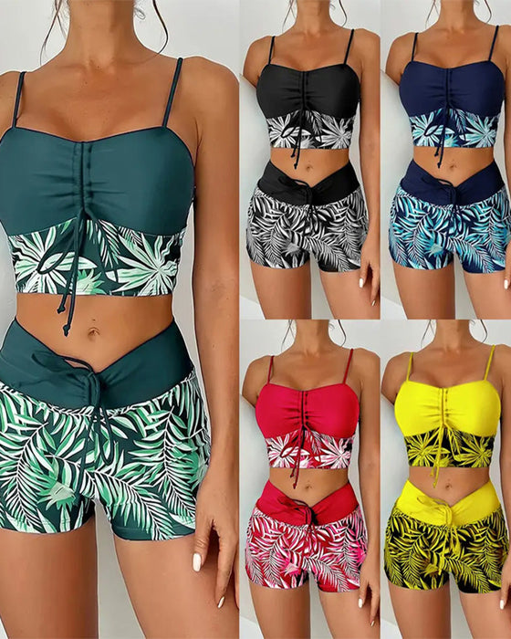 Bikini Haute Taille Boyleg Imprimé