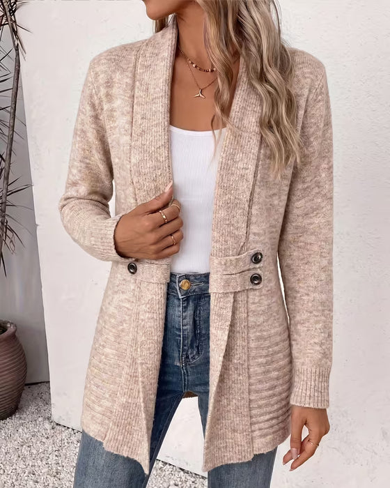 Cardigan Unie Bouton Orné