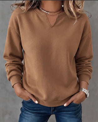 Sweat Petit Col En V Casual Manches Longues