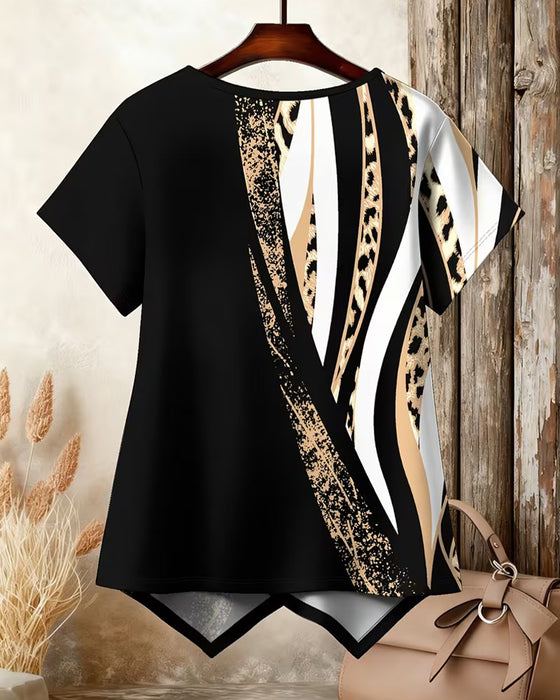Blouse Imprimé Irrégulier Manches Courtes