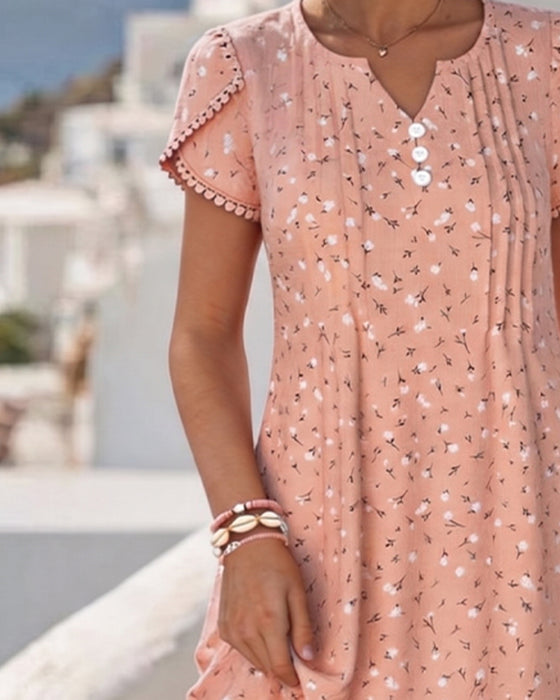 Robe Manches Ballon Fleurie Mini