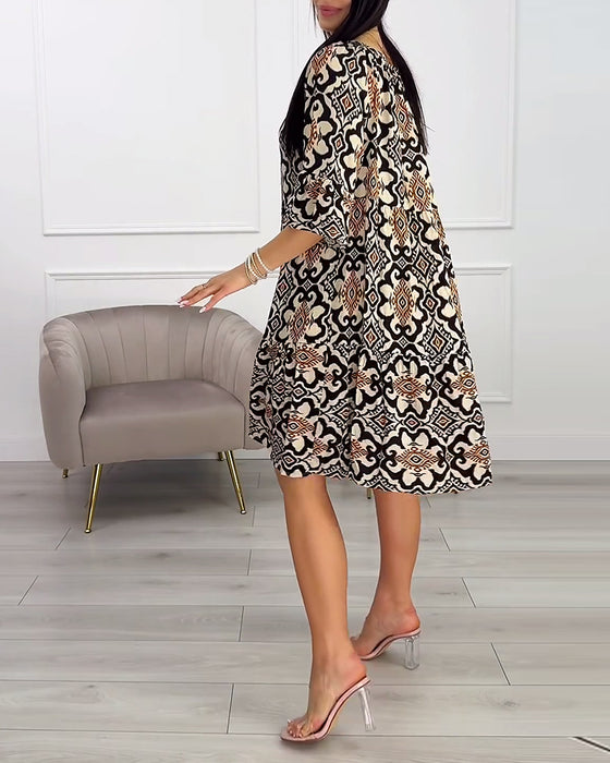 Robe imprimée vintage longueur genou