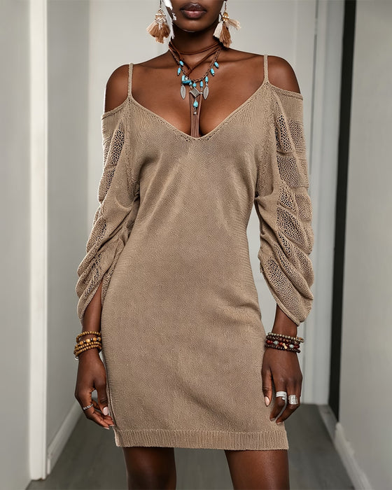 Robe Pull Camisole Off-Épaule Tricoté