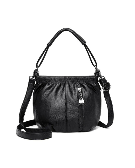Sac À Main Décontracté Plissé Seau Cuir Souple