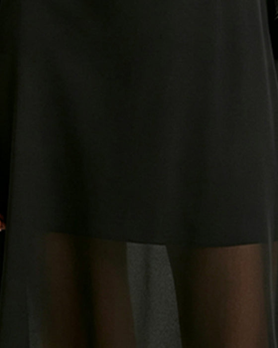 Robe Élégante Col Drapé Sheer
