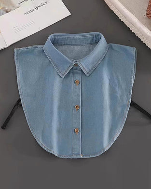 Col Classique Audacieux Denim Faux