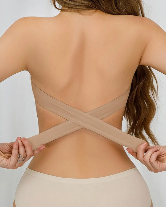 Haut De Soutien-Gorge Sans Bretelles Sans Coutures Fermeture Latérale Croisée