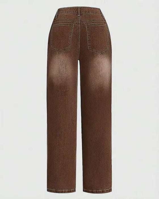 Jean Multi-Bouton Lavé Lâche