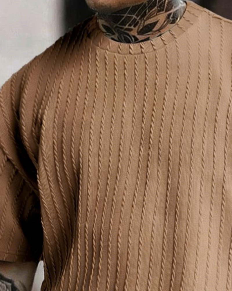 Ensemble Homme T-Shirt Rayé Et Short Col Crew