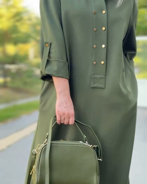 Robe Col Revers Décontractée Poche Shift