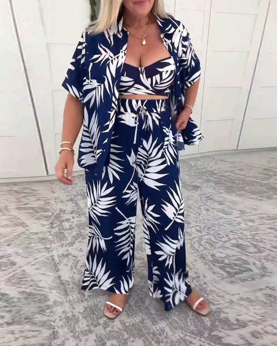 Maillot De Bain Trois Pièces Imprimé Hawaïen