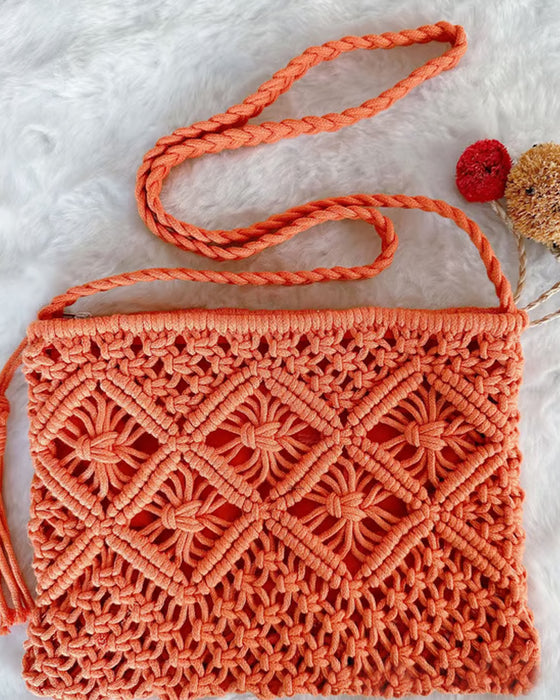 🏆Vente Flash⚡Pochette Minimaliste à Gland pour Femme – Sac Rétro en Corde de Coton Tressée Style Bohème pour Vacances d'Été à la Plage