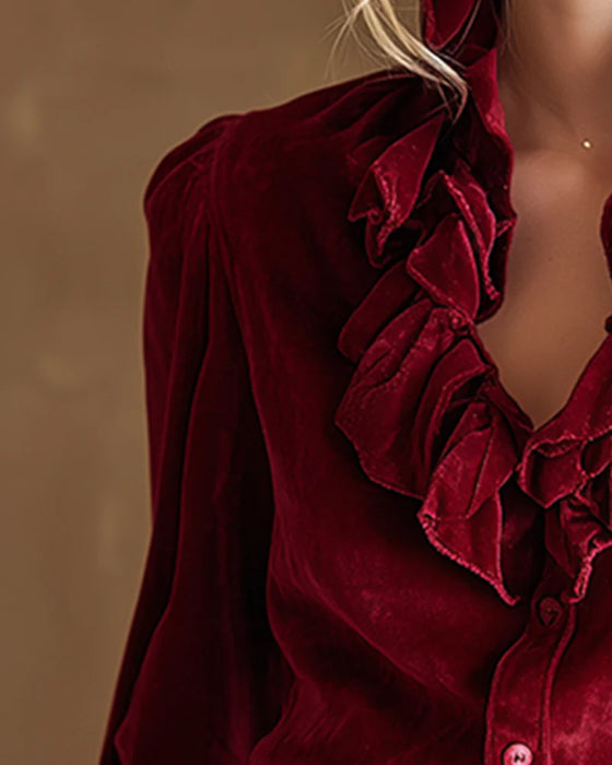 Top Avec Détail à Volants Et Design à Manches Bouffantes