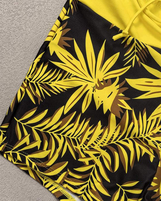 Bikini Haute Taille Boyleg Imprimé