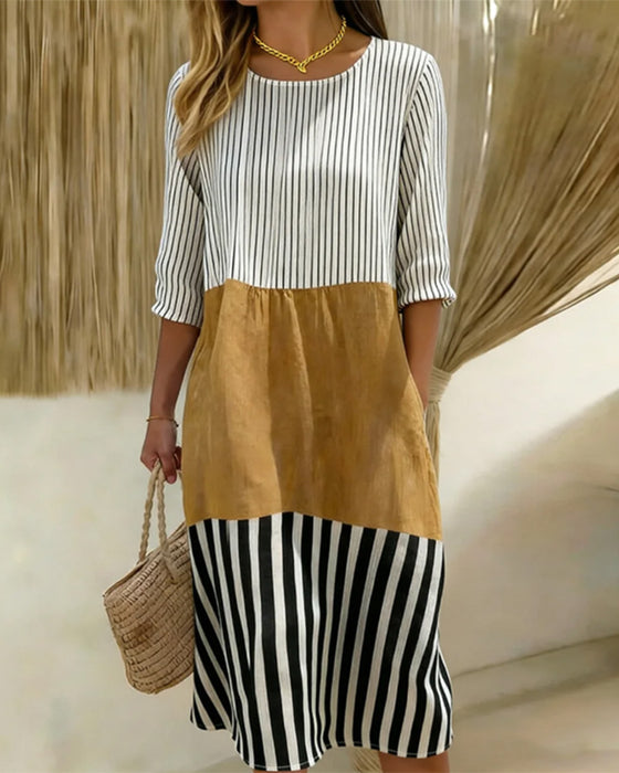 Robe Bloc De Couleur Rayé