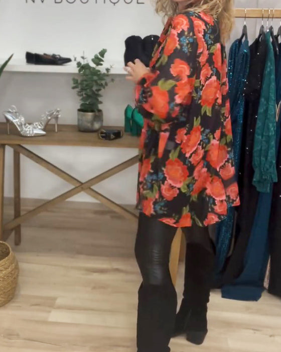 Blouse à motif fleuri et coupe ample