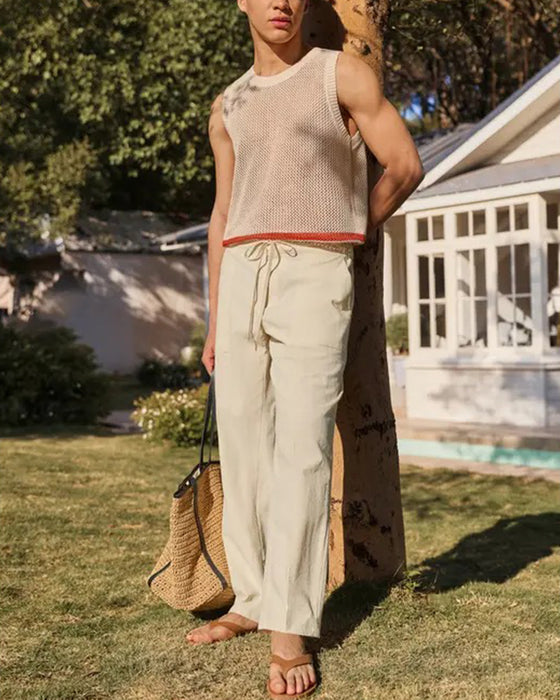 Pantalon Unie Poche Cordon Plage