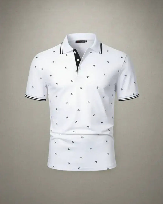 T-Shirt Col Polo Motif Flèche Décontracté
