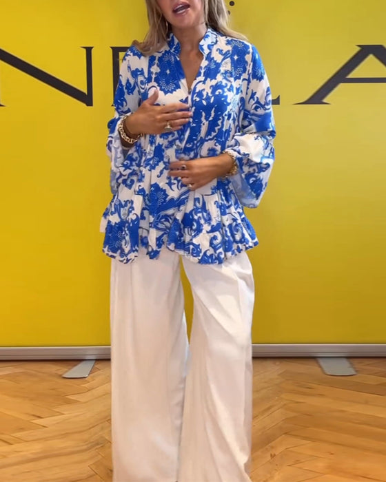 Chemisier imprimé frais à manches longues