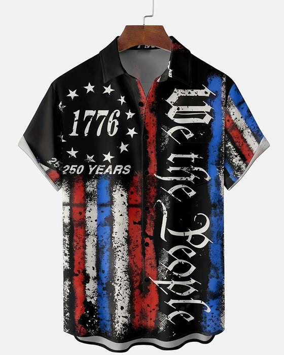 Chemise Col Étoiles Et Rayures Imprimé