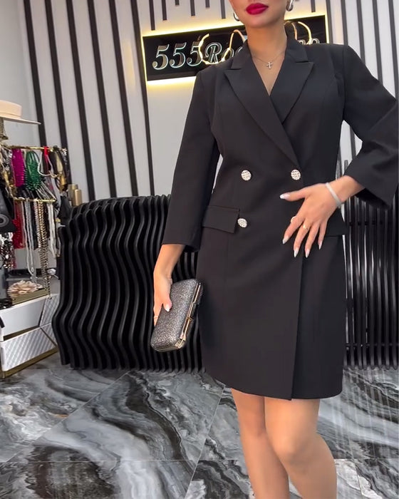 Robe Col Nœud Papillon Costume À Double Boutonnage