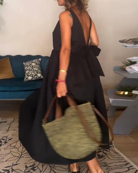 Robe Sans Dos Avec Nœud Papillon