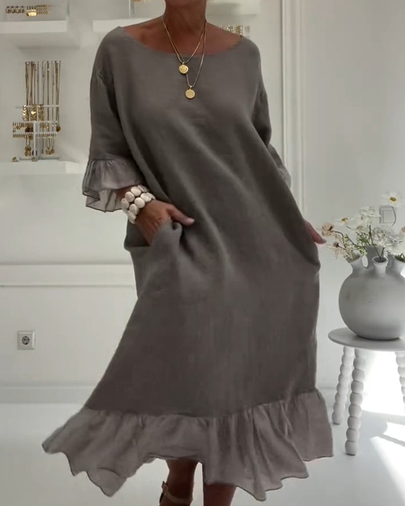 Robe Volant Poche Décontractée