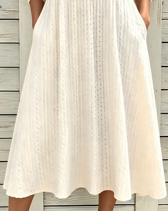 Robe Col Doux Manche Bouffante Bouton