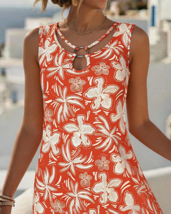 Robe Anneau Métallique Évidé Sans Manches