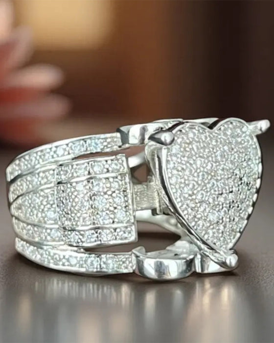Pave Bague Cœur Set pour Femme
