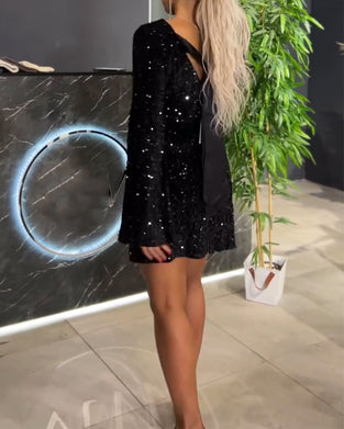 Robe Pailletée Mode Bretelles À Nouer