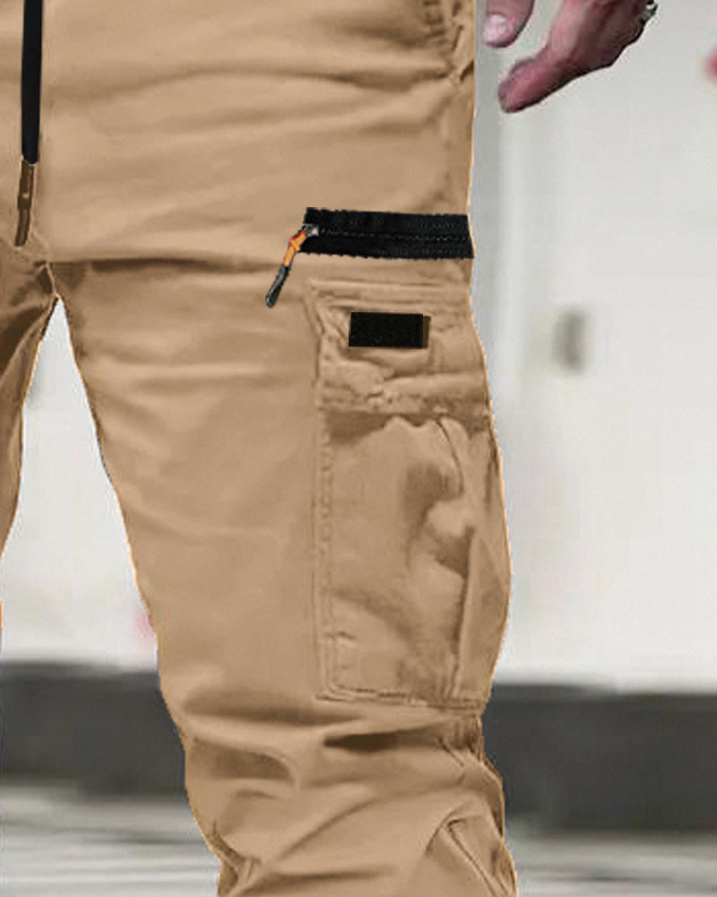 Pantalon Homme Poignet Élastique Unie Décontracté