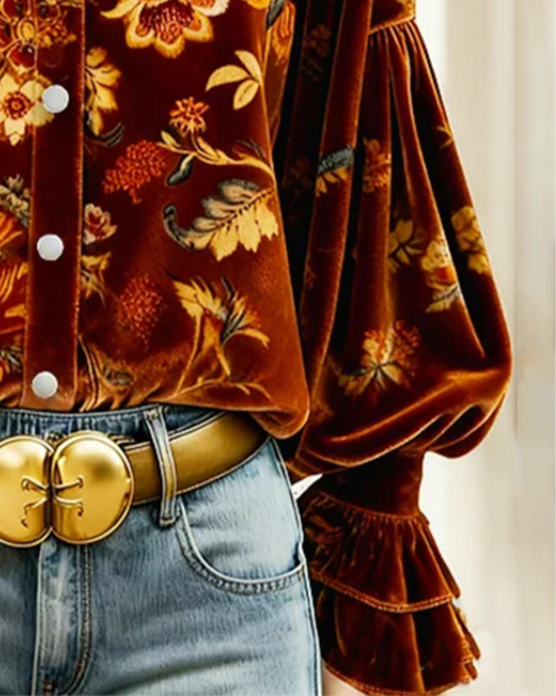 Chemise Imprimée À Manches Ballon