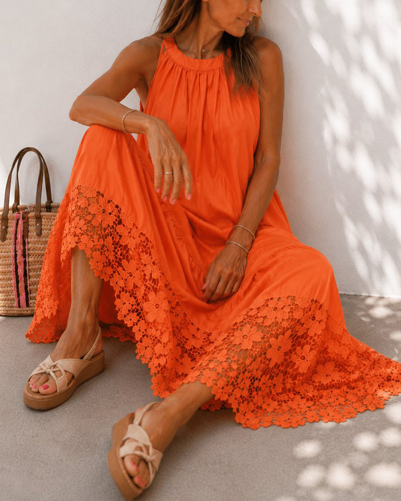 Robes Halter Dentelle Patchwork
