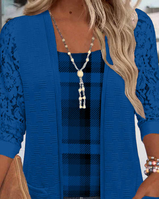 Haut À Fausse Coupe Deux Pièces À Carreaux