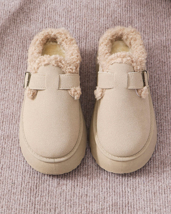 Chaussons chauds à semelle épaisse et boucle en peluche