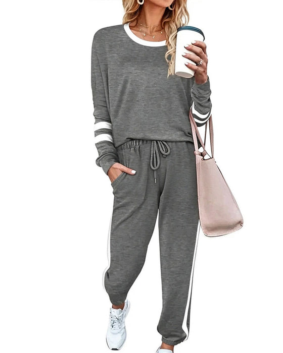 Ensemble Col Rond Manches Longues Haut Pantalon De Jogging